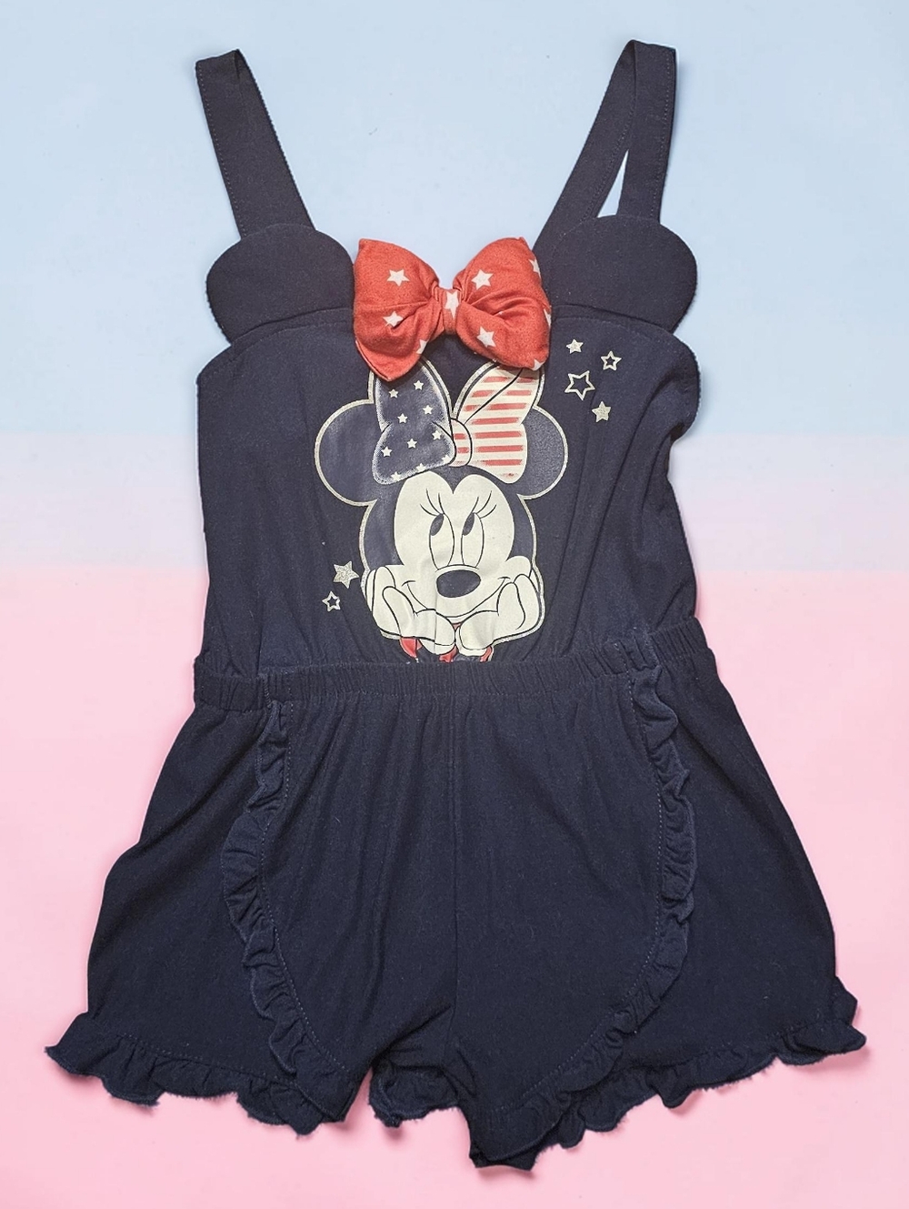 DISNEY MINNE MOUSE Navy,White,Red Graphic Romper. Size 4T. GREAT CONDITION!